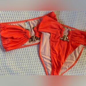 pretty little thing bright orange bikini